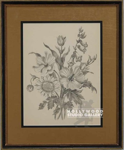 24x20 B/W Floral /Blk-Gold