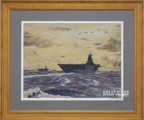 31X37 Home To Roost Navy Ship/Gold