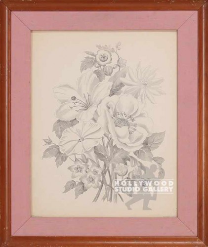 23x19  40`S B/W FLORAL/CHERRY