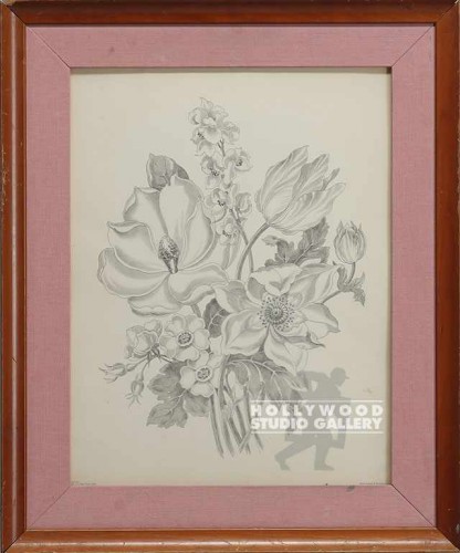 23x19  40`S B/W FLORAL/CHERRY