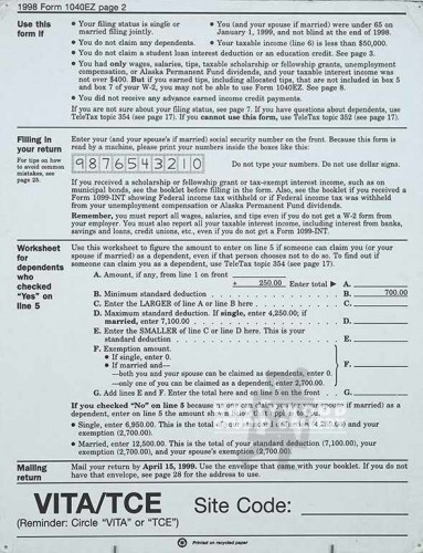 44x34 Giant IRS Tax Form/Mntd