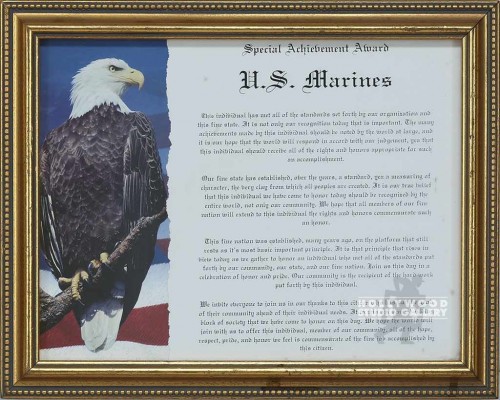 10x13 U.S. MARINES CERT. Gold Grm
