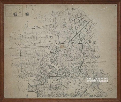 32x38 San Fran City Map/brwn Frm