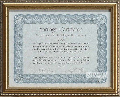 10X13 MARRIAGE CERTIFICATE/GOLD FRM