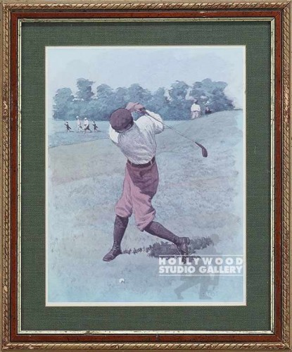 18x15 ANTQ./GOLFER/GOLD-BROWN FRAME