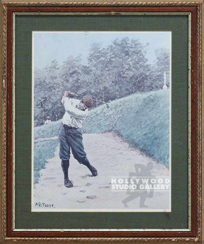 18X15 ANTQ./GOLFER/GOLD-BROWN FRAME