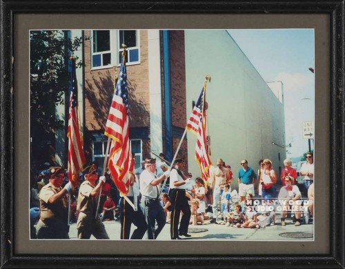 8X10 OLD GUYS WITH FLAGS IN A PARAD