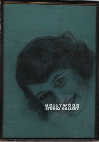 23x16 Charcoal Woman`s Face/Blue